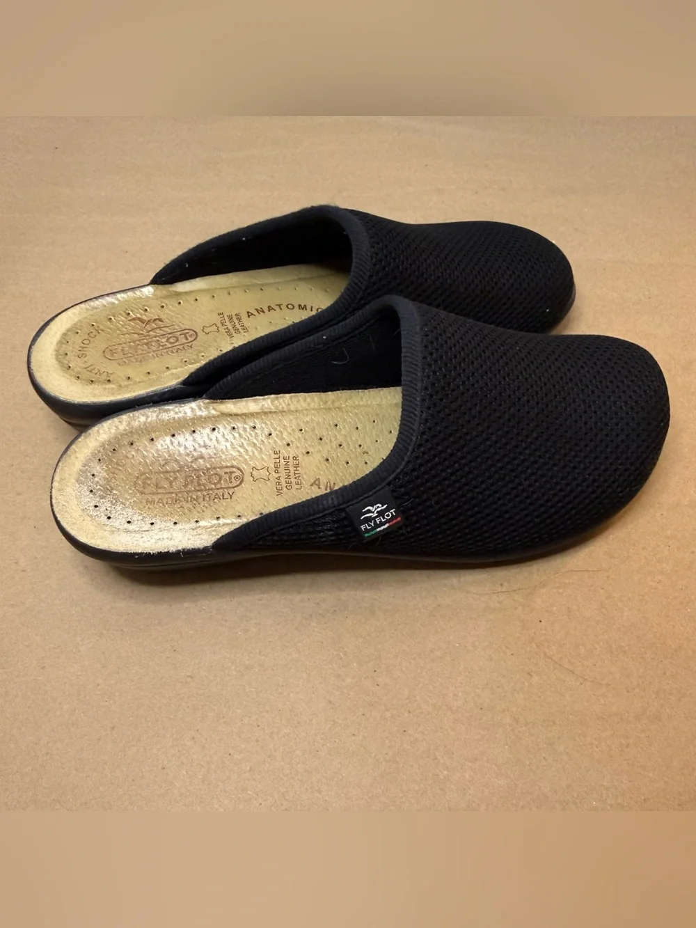 Vera Pelle Fly Flot Black Mesh Slip-On Loafers Mules